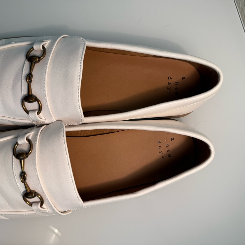 White Loafers with Gold Buckle - Picture 7 of 7